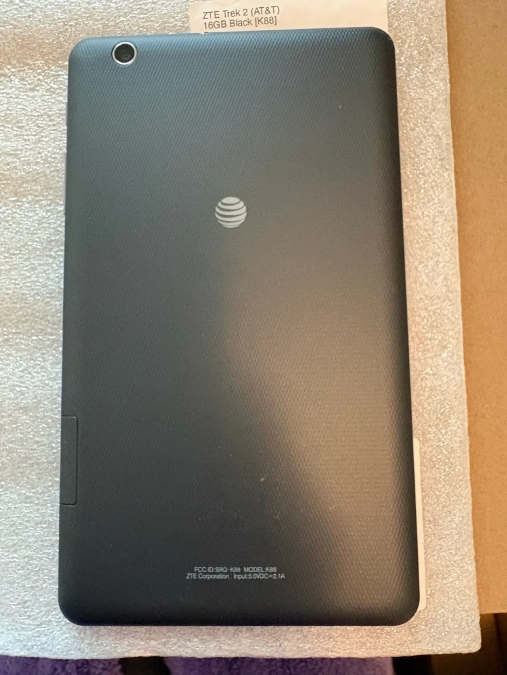 ZTE Trek 2 ( AT&T) Black Tablet - Sleek Back Cover. Refurbished.
